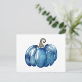 Carte Postale Citrouille de Thanksgiving à l'aquarelle bleue sai (Debout devant)