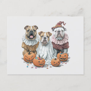 Carte Postale Citrouille des Bulldogs anglais d'Halloween