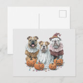 Carte Postale Citrouille des Bulldogs anglais d'Halloween (Devant / Derrière)