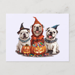 Carte Postale Citrouille des Bulldogs anglais d'Halloween