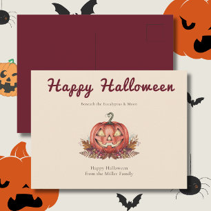 Carte Postale Citrouille d'Halloween Cottagecore