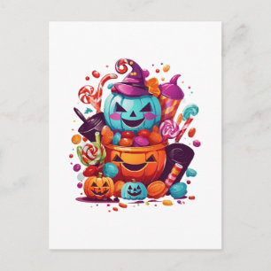 Carte Postale citrouille d'Halloween drôle