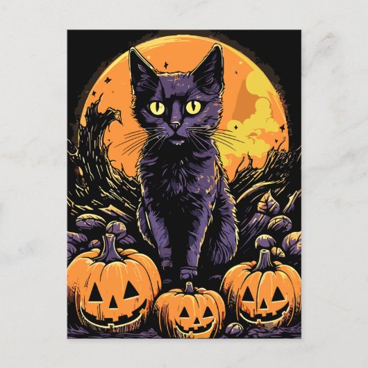 Carte Postale Citrouille d'Halloween éffrayant (Devant)
