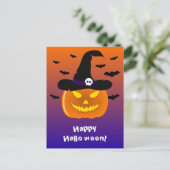 Carte Postale Citrouille d'Halloween Jack o' Lantern Chapeau de (Debout devant)