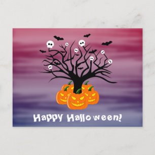 Carte Postale Citrouille d'Halloween Jack o’ Lanterne Dead Tree