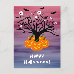 Carte Postale Citrouille d'Halloween Jack o’ Lanterne Dead Tree