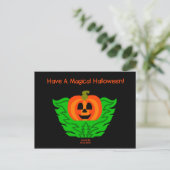 Carte postale Citrouille d'Halloween magique (Debout devant)