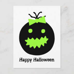Carte Postale Citrouille d'Halloween mignon avec arc