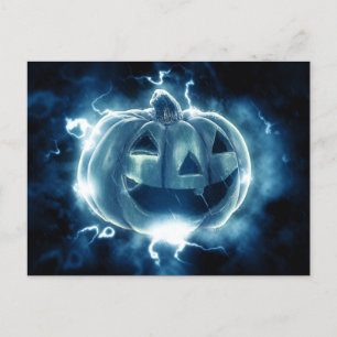 Carte Postale citrouille d'Halloween sous la pluie