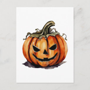 Carte Postale Citrouille d'Halloween Vintage aquarelle