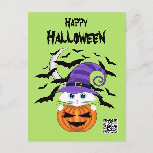 Carte Postale Citrouille effrayant avec un Casquette Kitty et so (Devant)