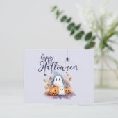 Carte postale Citrouille éffrayant Ghost Halloween (Debout devant)