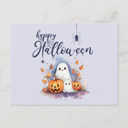Carte postale Citrouille éffrayant Ghost Halloween (Devant)