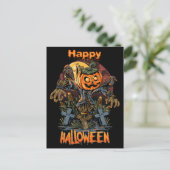 Carte Postale Citrouille effrayant Halloween Scarecrow (Debout devant)