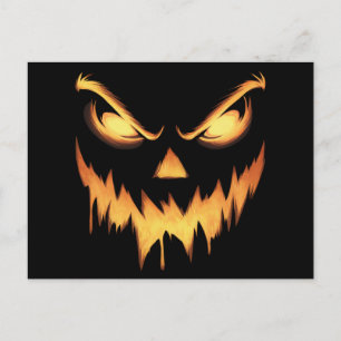 Carte Postale Citrouille effrayant Jack-o'-lantern Face Hallowee