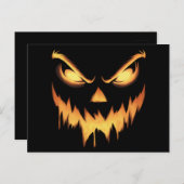 Carte Postale Citrouille effrayant Jack-o'-lantern Face Hallowee (Devant / Derrière)
