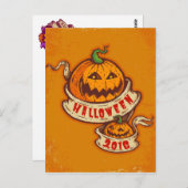 Carte Postale Citrouille et vieux ruban pour Halloween (Devant / Derrière)