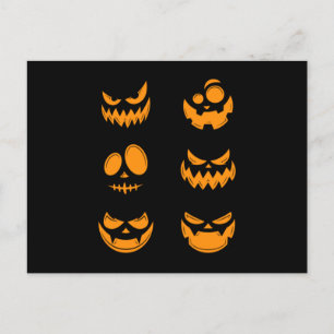 Carte Postale Citrouille Face Halloween Trick Ou Traiter L'Horre
