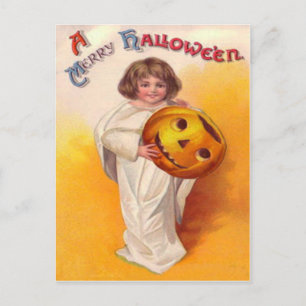 Carte Postale Citrouille Fantôme Enfant Jack O Lantern