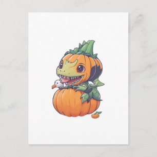Carte Postale citrouille folle essayant de manger effrayant
