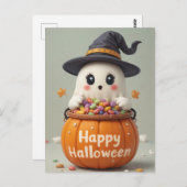 Carte Postale Citrouille Ghost Halloween Sweet Ghoost Salutation (Devant / Derrière)