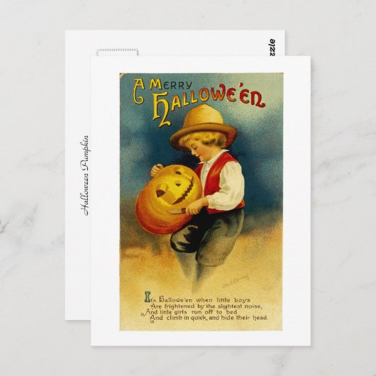 Carte Postale Citrouille Halloween (Devant / Derrière)