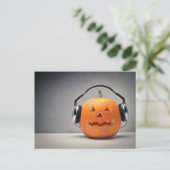 Carte Postale Citrouille Halloween Avec Casque Pour Musique (Debout devant)