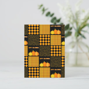 Carte Postale Citrouille Halloween Patchwork Motif