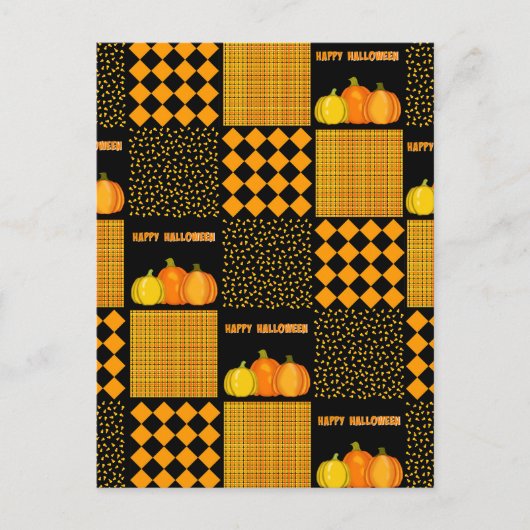Carte Postale Citrouille Halloween Patchwork Motif (Devant)