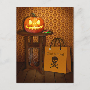 Carte Postale Citrouille Halloween Trick or Treat