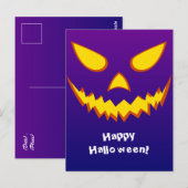 Carte Postale Citrouille Jack-o'-lantern de la face d'Halloween (Devant / Derrière)