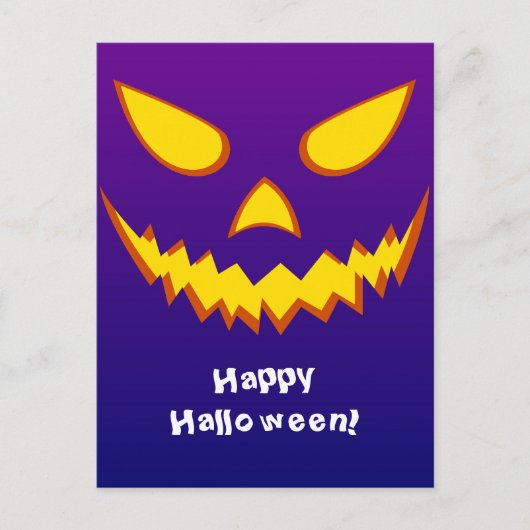 Carte Postale Citrouille Jack-o'-lantern de la face d'Halloween (Devant)