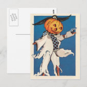 Carte Postale Citrouille Jack O Lantern Épouvantail Corbeau (Devant / Derrière)