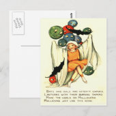 Carte Postale Citrouille Jack O Lantern Fille Fantôme (Devant / Derrière)