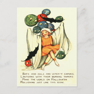 Carte Postale Citrouille Jack O Lantern Fille Fantôme