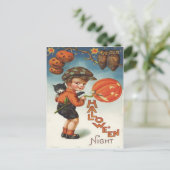 Carte Postale Citrouille Jack O Lantern Garçon Chat (Debout devant)