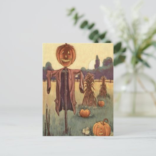 Carte Postale Citrouille Jack-o'-lantern Scarecrow (Debout devant)