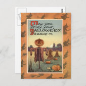 Carte Postale Citrouille Jack-o'-lantern Scarecrow (Devant / Derrière)