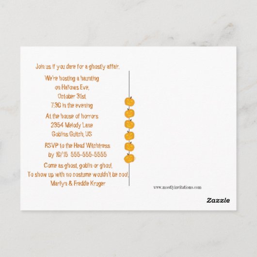 Carte postale citrouille Jack O Lanterns (Dos)