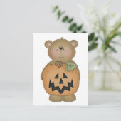Carte Postale Citrouille Jack O'Lantern Ourson (Debout devant)