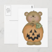 Carte Postale Citrouille Jack O'Lantern Ourson (Devant / Derrière)