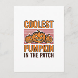 Carte Postale Citrouille la plus cool du patch Halloween Vintage