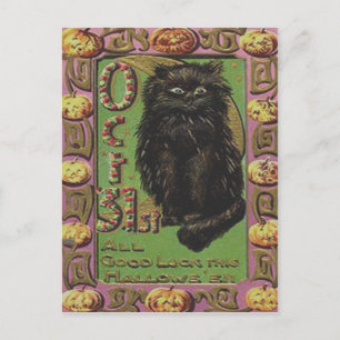 Carte Postale Citrouille Lanterne Jack aux Yeux Noirs