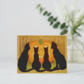 Carte Postale Citrouille Lanterne Jack Chat Noir (Debout devant)