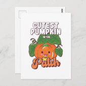 Carte Postale citrouille mignon dans le patch (Devant / Derrière)