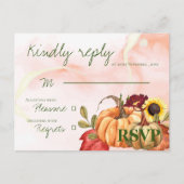 Carte Postale Citrouille mignon tournesol Mariage de automne d'a (Devant)