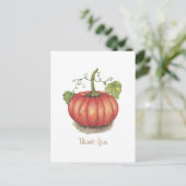 Carte Postale Citrouille Mignonne Avec Vignes En Aquarelle (Debout devant)