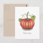 Carte Postale Citrouille Mignonne Avec Vignes En Aquarelle (Devant / Derrière)