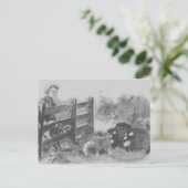 Carte Postale Citrouille monochrome Jack O Lantern Patch Garçon  (Debout devant)