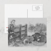 Carte Postale Citrouille monochrome Jack O Lantern Patch Garçon  (Devant / Derrière)